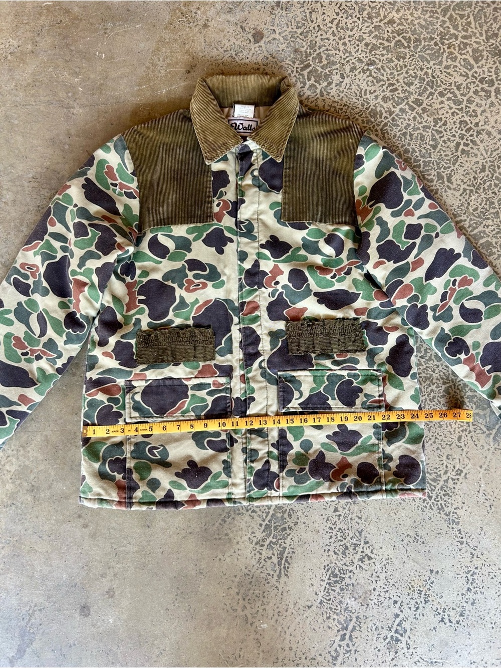 Walls Green Camo field coat with Olive Corduroy Collar - Picture 7 of 12